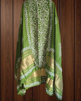 Elegant Muslin Batik Print Suit with Banarasi Accents